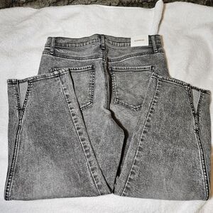 NWOT Express grey denim jeans high rise straight ankle size 8 Short
